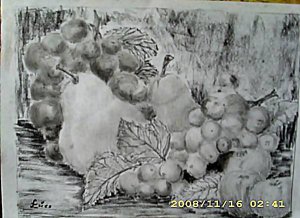 Gyümölcscsendélet ( szén )
